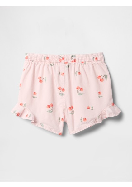 Kız Bebek Pembe Fırfırlı Pull-On Twill Şort