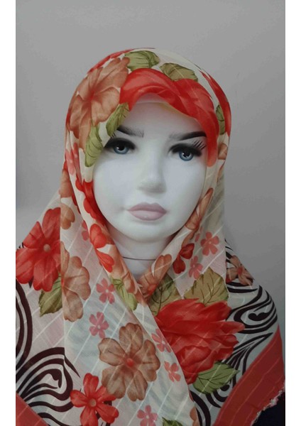 4 Taraf Tığ Oyalı Baş Örtüsü En 95cm, Boy 98cm