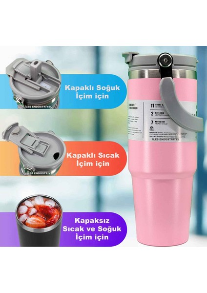 Vakumlu Termos, Paslanmaz Çelik 30 OZ/887 Ml, Pembe fiyatları