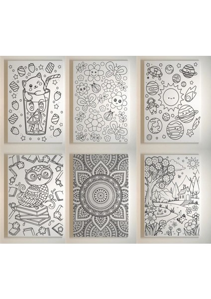 6 Adet 25 x 35 cm Uv Baskılı Tuval Boyama Seti Boyasız Fırçasız Set-1