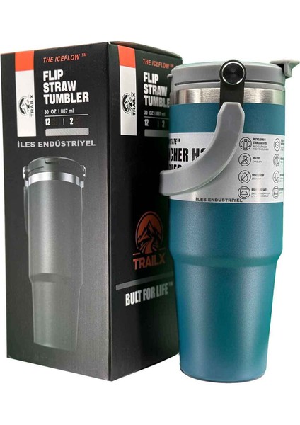 Vakumlu Termos, Paslanmaz Çelik 30 OZ/887 Ml, Mavi