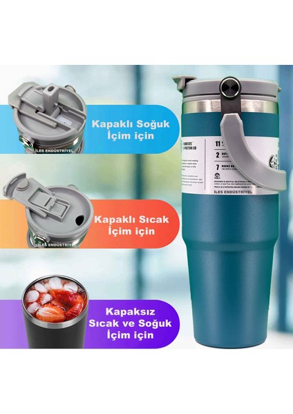 Vakumlu Termos, Paslanmaz Çelik 30 OZ/887 Ml, Mavi fiyatları