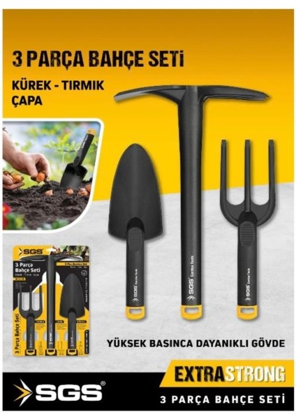 3 Parça Bahçe Seti Kürek Tırmık Çapa 3’lü Bahçıvan Seti