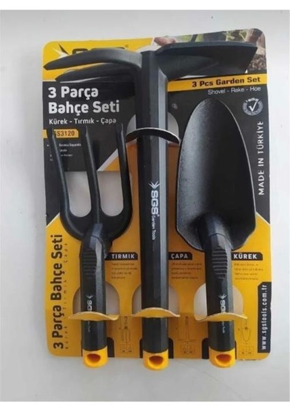 3 Parça Bahçe Seti Kürek Tırmık Çapa 3’lü Bahçıvan Seti