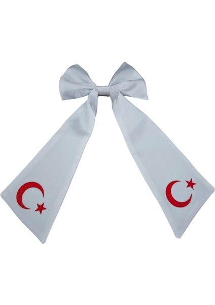 Ay Yıldızlı Fiyonklu Beyaz Saç Tokası