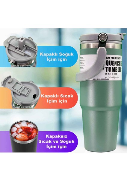 Vakumlu Termos, Paslanmaz Çelik 30 OZ/887 Ml, Yeşil fiyatları