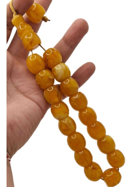 Büyük Boy Özel Model Sarı Renk Efe Maskot Toz Kehribar Tesbih fiyatları