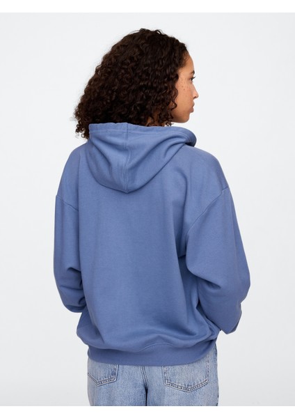 Kadın Koyu Mavi Gap Logo Relaxed Fermuarlı Sweatshirt fırsatları