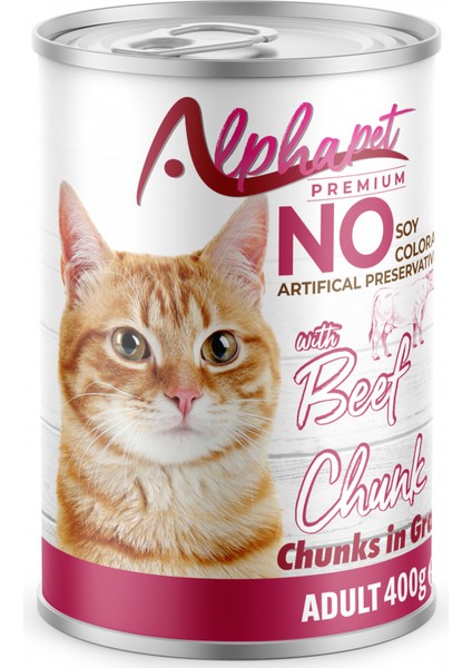 Alpha Sığır Parça Etli Soslu Yetişkin Kedi Konservesi 12 adet*400 G