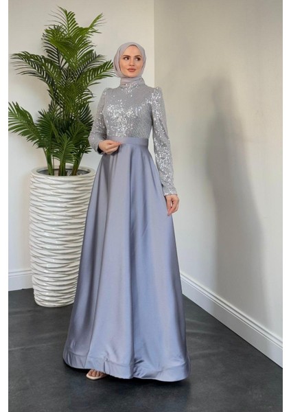 Tiana Pul Payet Abiye Gri
