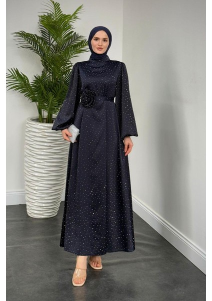 Margherita Taşlı Balon Kol Abiye Lacivert fiyatları