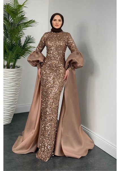 Jamie Kolları Seyyar Pelerinli Balon Kol Abiye Bakır modelleri