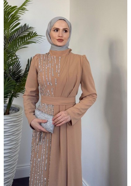 Juliet Yandan Taşlı Abiye Yavru Ağzı modelleri