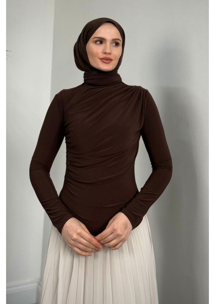 Normany Bluz Kahverengi