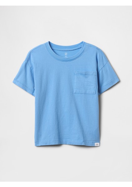 Erkek Bebek Mavi Cepli T-Shirt