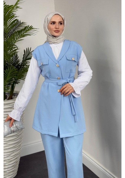 Nicolette Üçlü Pantolon Takım Bebe Mavisi