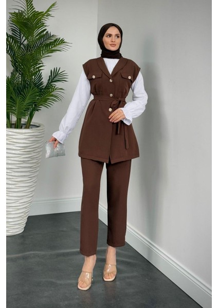 Nicolette Üçlü Pantolon Takım Kahverengi fiyatları