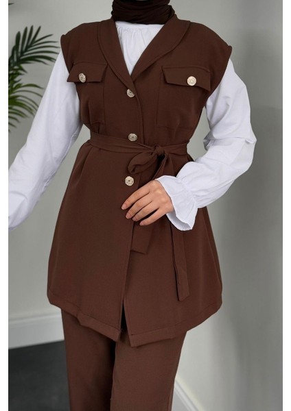 Nicolette Üçlü Pantolon Takım Kahverengi fırsatları