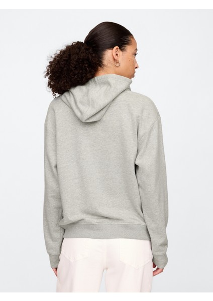 Kadın Gri Gap Logo Relaxed Fermuarlı Sweatshirt fırsatları