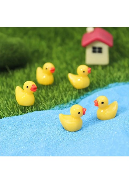 100 Adet Sarı Mini Ördek Set Dikiz Aynası Araba Torpido Süsü Aksesuar Peyzaj Ev Dekorasyon