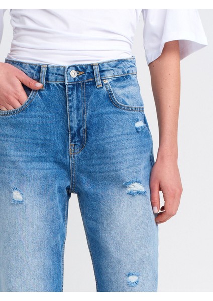 71781 Küçük Yırtıklı Denim Mom-Mavi modelleri