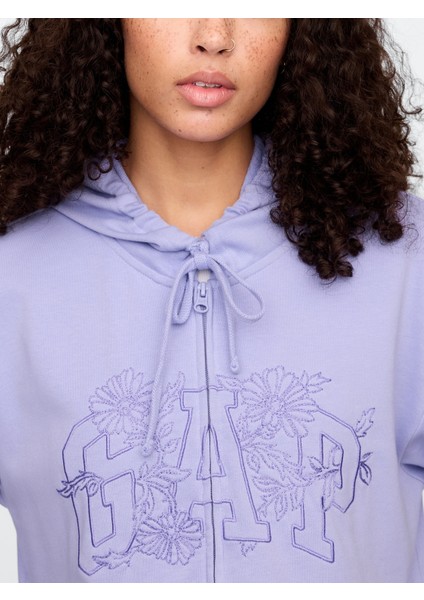 Kadın Lila Gap Logo Relaxed Fermuarlı Sweatshirt modelleri