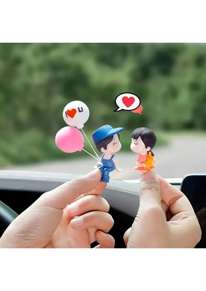 Balon Tutan Sevimli Oturan Çift Araba Içi Biblo Aksesuar Torpido Süsü fiyatları