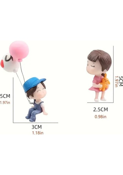 Balon Tutan Sevimli Oturan Çift Araba Içi Biblo Aksesuar Torpido Süsü modelleri