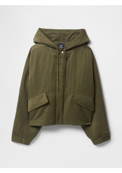 Kadın Haki Kapüşonlu Crop Ceket fiyatları