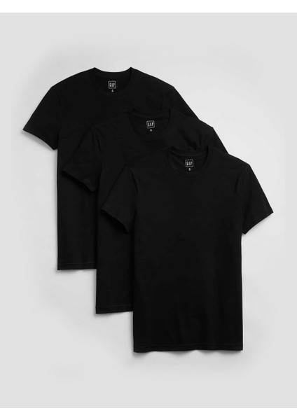 Erkek Siyah 3'lü Bisiklet Yaka T-Shirt Set