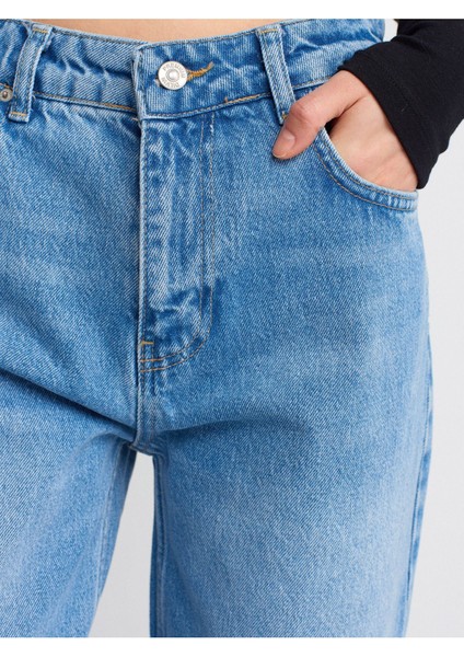 71785 Kalın Kumaş Boru Paça Denim Pantolon-Mavi modelleri