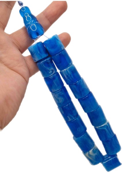 Büyük Boy Özel Model Mavi Renk Desenli Efe Maskot Toz Kehribar Tesbih fiyatları