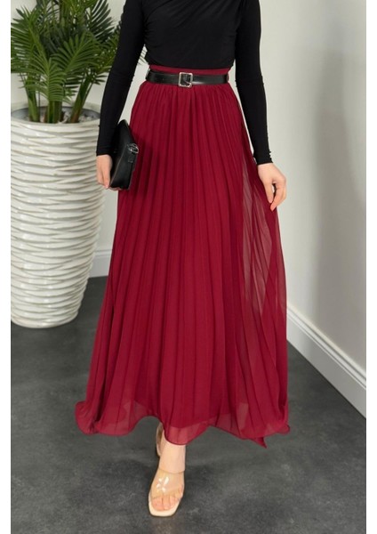 Lysa Pliseli Astarlı Etek Bordo fiyatları