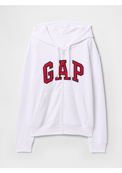 Kadın Beyaz Gap Logo Relaxed Fermuarlı Sweatshirt fiyatları