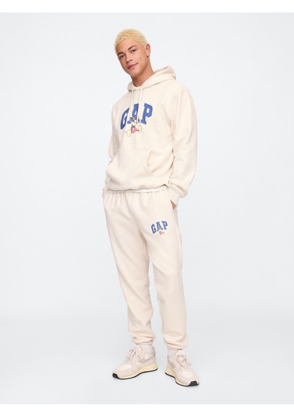 Erkek Kırık Beyaz Gap Logo Disney Grafikli Fleece Eşofman Altı
