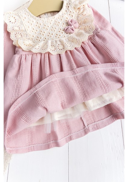 Fistolu Kare Yaka %100 Pamuk Pembe Kız Bebek Elbise Özel Gün Doğum Günü fırsatları