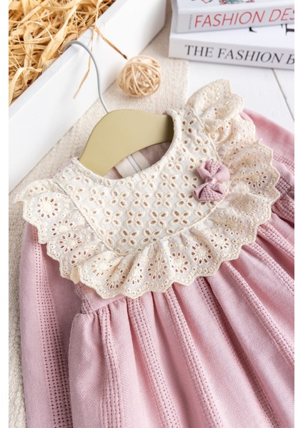 Fistolu Kare Yaka %100 Pamuk Pembe Kız Bebek Elbise Özel Gün Doğum Günü indirimleri
