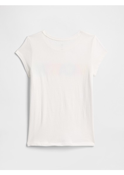 Kız Çocuk Kırık Beyaz Grafikli T-Shirt modelleri