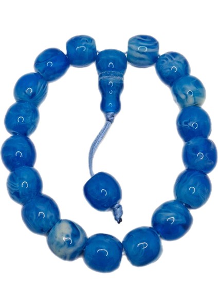 Büyük Boy Özel Model Mavi Renk Desenli Efe Maskot Toz Kehribar Tesbih modelleri