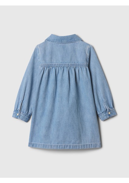 Kız Bebek Mavi Kalp Işlemeli Denim Elbise fiyatları