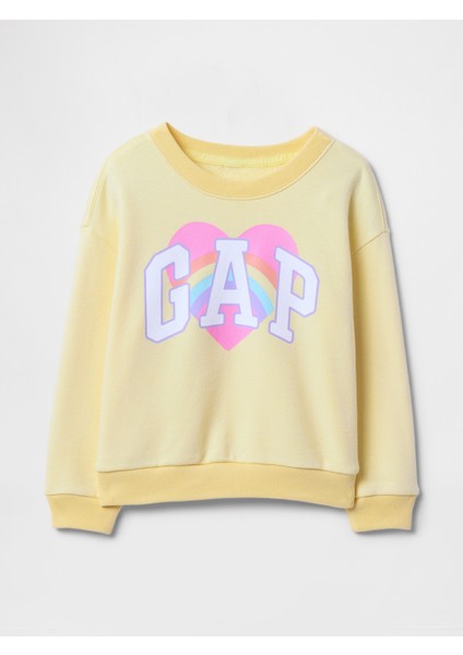 Kız Bebek Sarı Havlu Kumaş Grafikli Sweatshirt