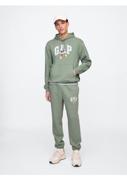 Erkek Yeşil Gap Logo Disney Grafikli Fleece Eşofman Altı