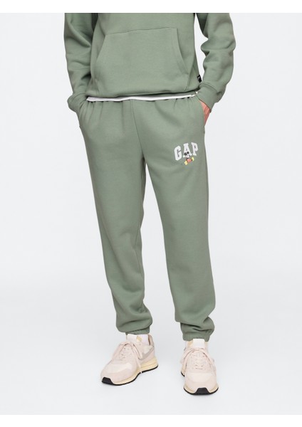 Erkek Yeşil Gap Logo Disney Grafikli Fleece Eşofman Altı modelleri