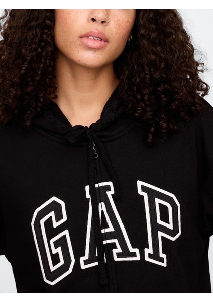 Kadın Siyah Gap Logo Relaxed Fermuarlı Sweatshirt modelleri