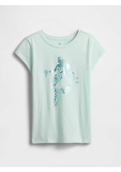 Kız Çocuk Yeşil Grafikli T-Shirt