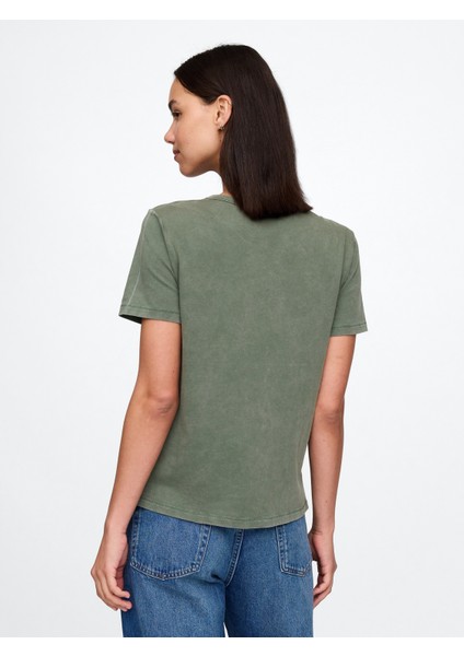 Kadın Haki %100 Organik Pamuk Vintagesoft T-Shirt