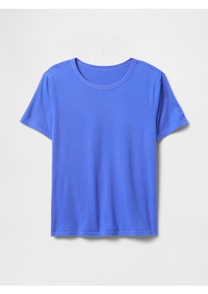 Kadın Mavi %100 Organik Pamuk Vintagesoft T-Shirt