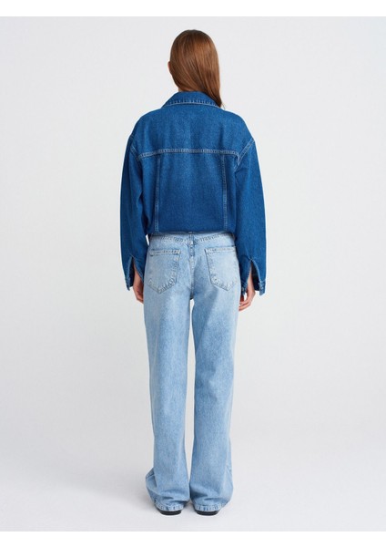 71792 Kar Yıkama Wideleg Denim Pantolon-Mavi fiyatları