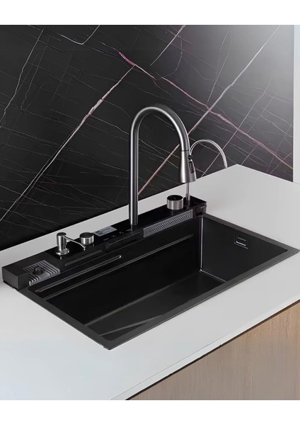 Lotus Tech 11 Fonksiyonlu Premium 5 Tuşlu 2 Yıl Güvenceli Akıllı Şelale Evye honeycamb petek doku