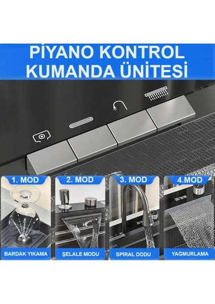 Lotus Tech 11 Fonksiyonlu Premium 5 Tuşlu 2 Yıl Güvenceli Akıllı Şelale Evye honeycamb petek doku